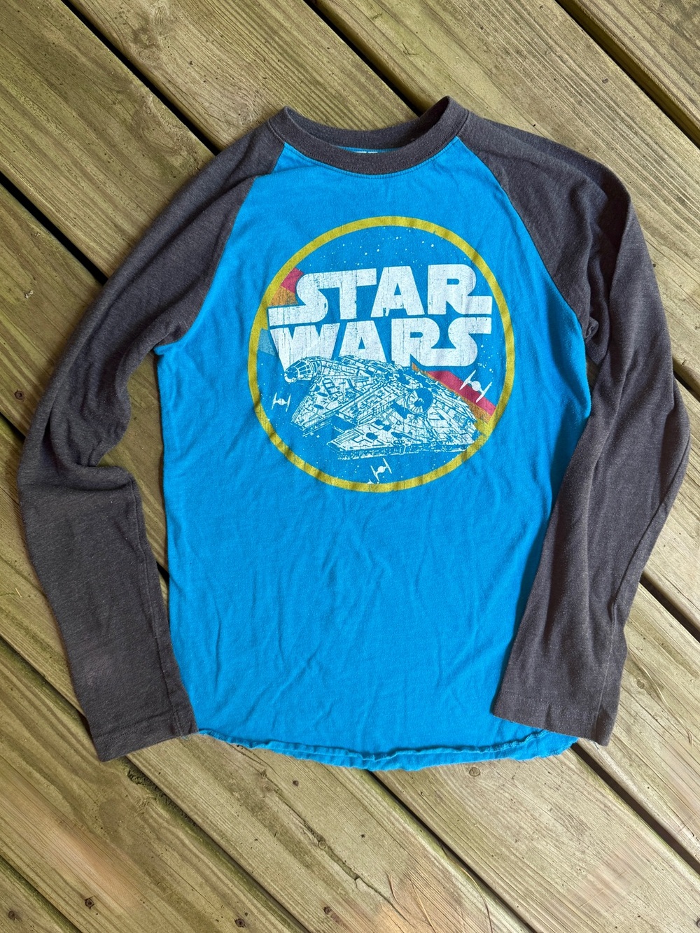 Star Wars Blue & Gray Graphic millennium falcon Tee size 8  M boy